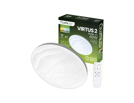 Plafon LED Lampa Sufitowa Natynkowa VIRTUS2 48W IP44 CCT Biały Okrągły 38cm + PILOT LUMILED