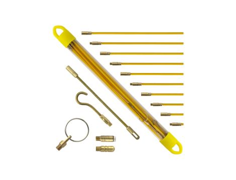 Zestaw skręcanych prętów z włókna szklanego do przeciągania kabli fi:6mm 10x 1m z zestawem 5 końcówek NEKU