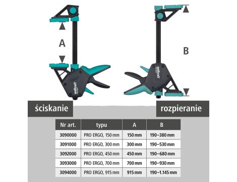 Ścisk jednoręczny PRO ERGO 300 mm wolfcraft - 11