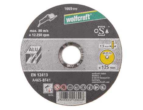 Tarcza korundowa 125 x 1.5 do aluminium WOLFCRAFT