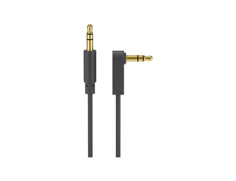 Kabel łączący audio AUX, 3,5 mm stereo 3-pinowy, cienki, CU, kątowy - Długość kabla 0.5 m