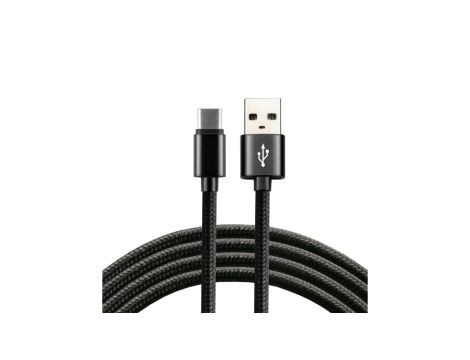 Kabel przewód pleciony USB - USB-C / Typ-C everActive CBB-1CB 100cm z obsługą szybkiego ładowania do 3A czarny
