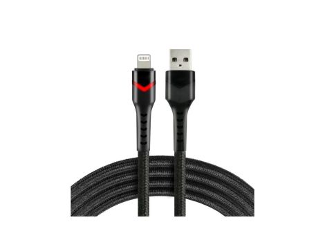 Kabel przewód pleciony USB - Lightning RGB LED everActive CBB-1IBR 100cm z obsługą szybkiego ładowania do 2,4A czarny