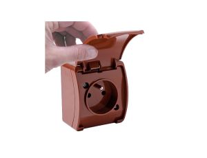 VIPLAST KOALA Gniazdo Pojedyncze Natynkowe z Brązową Klapką z Uziemieniem Brązowe Brąz