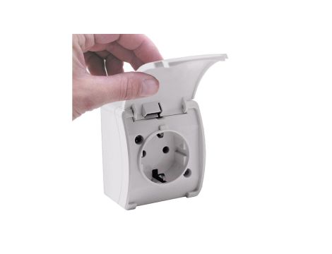 VIPLAST KOALA Gniazdo Schuko Pojedyncze z Białą Klapką