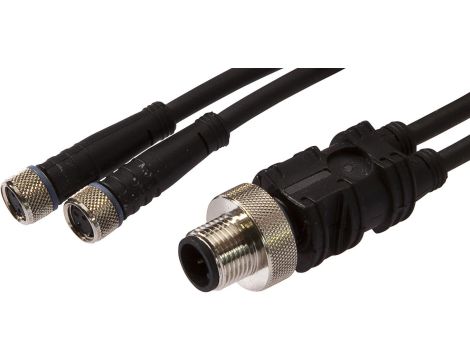 Y kabel połączeniowy, 1m, 2x M8 żeński (gniazdo) 3pin prosty, 1x M12 męski (złącze) 4pin, VK100E84
