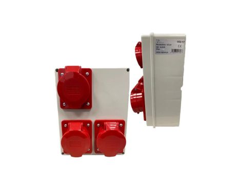 VIPLAST Rozdzielnica Zestaw siłowy Rozdzielnica Elektryczna Natynkowa Budowlana Z Gniazdami 3x 32A z klapkami