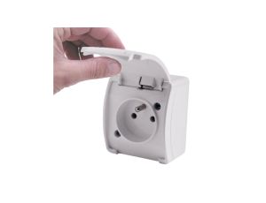 VIPLAST KOALA Gniazdo Pojedyncze Hermetyczne Natynkowe z Klapką Z Bolcem Białe Pojedyncze