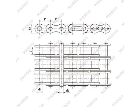 HUBBER - Łańcuch 32B-3 50.8 x 29.21 x 30.99