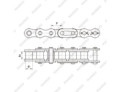 HUBBER - Łańcuch Rolkowy 04B-1 Nierdzewny 6 x 4 x 2.8