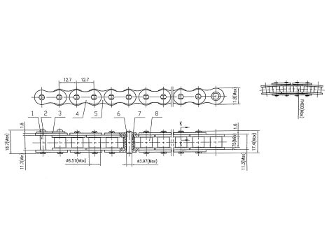 HUBBER - Złączka 08B Do Pracy Po Łuku 12.7,