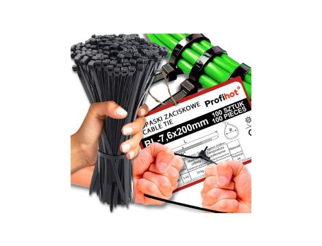 OPASKA KABLOWA zaciskowa CZARNA UV 7,6x450 100 szt