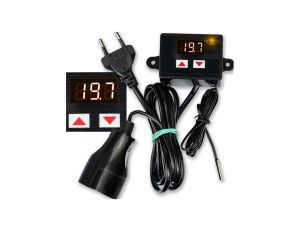 TERMOSTAT ELEKTRONICZNY REGULATOR TEMPERATURY Z GNIAZDKIEM I WTYCZKĄ 230V