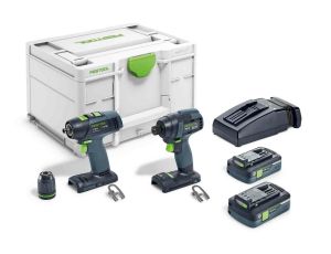 FESTOOL ZESTAW ZAKRĘTARKA UDAROWA TID 18 + WIERTARKO-WKRĘTARKA T18+3 HPC4,0 I-SET T18 - image 2