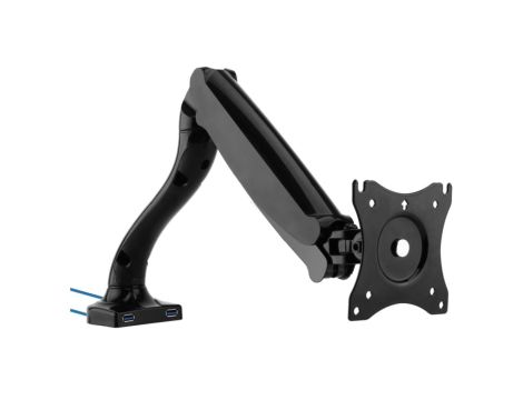 Uchwyt biurkowy do monitora czarny gazowy siłownik USB 3.0 13-27 6kg Maclean MC-673