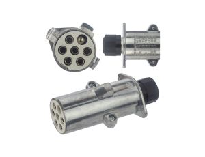 Wtyczka naczepowa typu S (biała) 7-pin 24V metalowa na kabel
