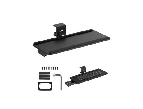 Podbiurkowy uchwyt na klawiaturę Maclean, max. obciążenie 5kg, reg. w poziomie i pionie, czarny, MC-108 B