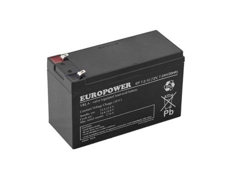 Akumulator VRLA AGM 12V 7,2Ah (żywotność 6-9lat) EP7,2-12T2