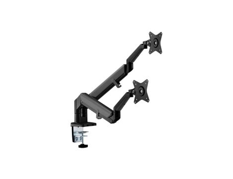 Uchwyt biurkowy do monitora podwójne ramię matowy czarny Ergo Office, ze sprężyną gazową, 17-32, 9 kg, 2x USB 3.0, ER-406B