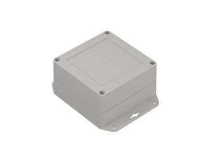 ZP105.105.60UJp TM PC - Obudowa plastikowa ZP105.105.60u jasny dół z uszami - bezbarwna góra z tulejkami mosiężnymi PC