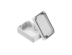 Z128SUJp-IP67 TM PC - Obudowa hermetyczna Z128 jasny dół z uszami - bezbarwna góra z uszczelką zalewaną i tulejkami mosiężnymi P