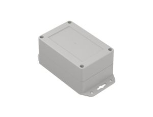 ZP120.80.60UJp TM ABS-PC - Obudowa plastikowa ZP120.80.60 jasny dół z uszami - bezbarwna góra z tulejkami mosiężnymi ABS-PC