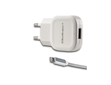 Qoltec Ładowarka sieciowa 12W 5V 2.4A + Lightning MFI Wzmocniony 1.5m