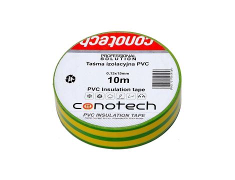 Taśma izolacyjna zielono/żółta PVC 0,13x15x10m NS