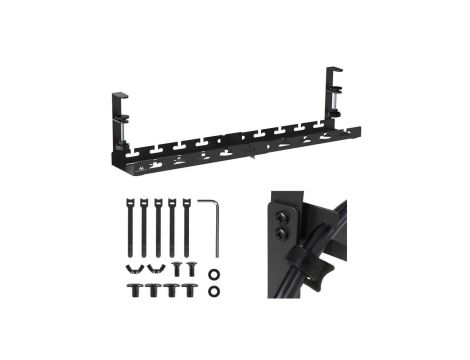 Organizer podbiurkowy na kable Maclean, max. obciążenie 5kg, max. 728mm, czarny, MC-103 B