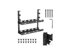 Organizer podbiurkowy na kable Maclean, max. obciążenie 5kg, 2 poziomy, czarny, MC-104 B