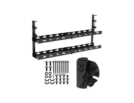 Organizer podbiurkowy na kable Maclean, max. obciążenie 5kg, max. 728mm, 2 poziomy, czarny, MC-102 B