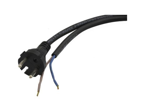 Przewód z wtyczką gumowy 2x1,0mm 3m czarny