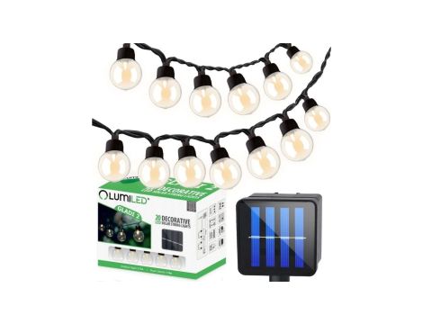 Girlanda Solarna Ogrodowa 20x LED Ozdobne Kuleczki 7,5m Ciepła 3000K GLADI 2 LUMILED