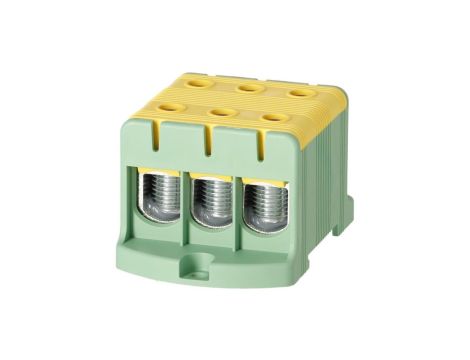 Blok rozdzielczy odgałęźny 3-polowy Al/Cu 16-95mm2 (max. 95mm2) na szynę TH35 żółto-zielony FJ-E95/3/D HEDO