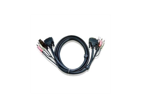 ATEN 2L-7D03UI Kabel KVM DVI-I (pojedyncze łącze), USB, audio, zwart, 3 m