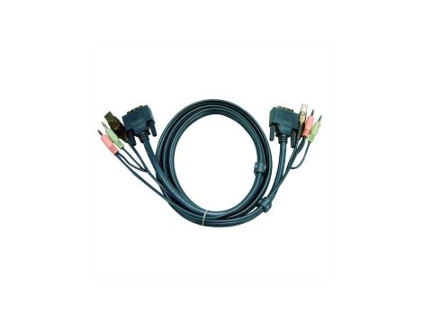 ATEN 2L-7D05U Kabel KVM DVI-D (pojedyncze łącze), USB, audio, zwart, 5 m