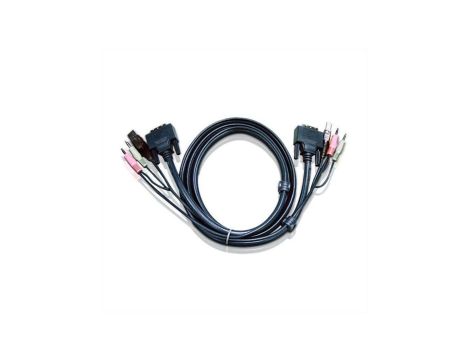 ATEN 2L-7D02UD Kabel KVM DVI-D (Dual Link), USB, Audio, zwart, 1,8 m