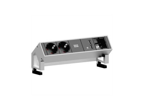 BACHMANN DESK2 2x gniazdo z uziemieniem 1x ładowarka USB 1x ABD GST18, biały