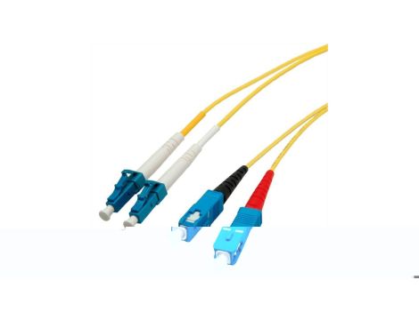 Kabel światłowodowy duplex, SingleMode E9/125m LC/SC, żółty, 10 m