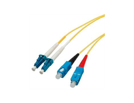 Kabel światłowodowy duplex, SingleMode E9/125m LC/SC, żółty, 3 m