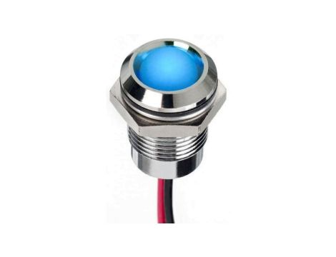 Lampka kontrolna do montażu panelowego 24V dc, niebieska 14mm LED Chrom Wyprowadzenia RS PRO