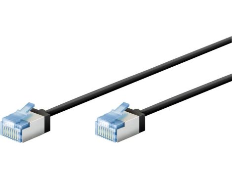 Ultra-elastyczny CAT 6A kabel krosowy, slim, U/FTP, czarny - Długość kabla 3 m