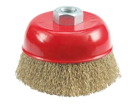 VOREL SZCZOTKA CZOŁOWA 75mm, DRUT KARBOWANY, GWINT,  06970