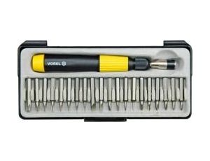 VOREL WKRĘTAKI PRECYZYJNE Z WYMIENNYMI GROTAMI kpl. 22szt. KASETA   64370