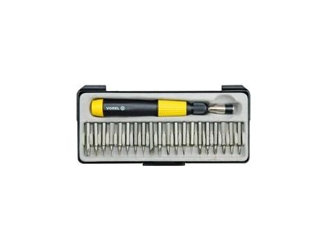 VOREL WKRĘTAKI PRECYZYJNE Z WYMIENNYMI GROTAMI kpl. 22szt. KASETA   64370