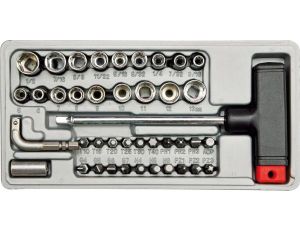 VOREL WKRĘTAK TYPU T Z WYMIENNYMI GROTAMI I NASADKAMI kpl. 41szt.   65150