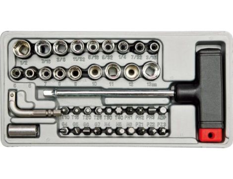 VOREL WKRĘTAK TYPU T Z WYMIENNYMI GROTAMI I NASADKAMI kpl. 41szt.   65150