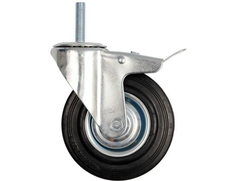 VOREL KOŁO SKRĘTNE CZARNA GUMA HAMULEC TRZPIEŃ GWINTOWANY  75mm