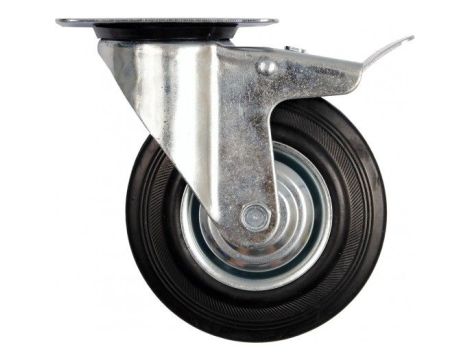 VOREL KOŁO SKRĘTNE CZARNA GUMA HAMULEC 125mm 87323