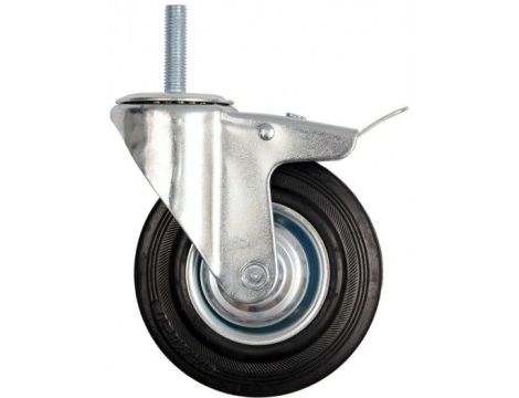 VOREL KOŁO SKRĘTNE CZARNA GUMA HAMULEC TRZPIEŃ GWINTOWANY 160mm